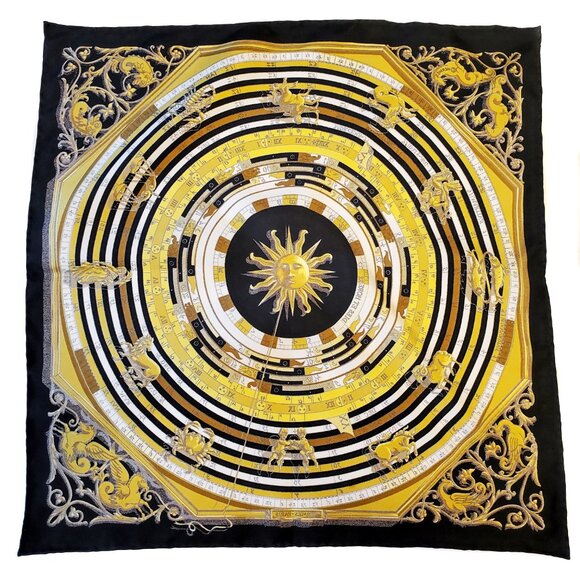 Hermes DIES ET HORE Astrology Carre 40 Petit Silk Twill Scarf - Picture 2 of 12